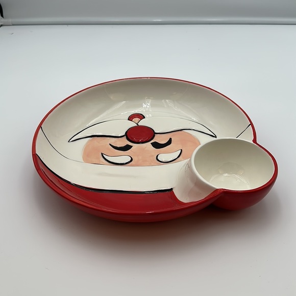 Essential Home Christmas Holiday Chip and Dip Santa Face Ceramic Plate - Picture 13 of 16